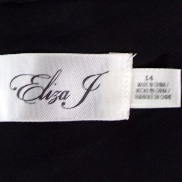 ELIZA J size 14 black sequined thin-strap full-length gown 100% nylon dry clean - Picture 10 of 12